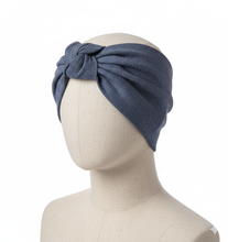 Carica l'immagine nel visualizzatore di Gallery, Turbante blu indaco in cotone lino Fascia Capelli Made in Italy Hairband headband