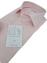 Load image into Gallery viewer, Camicia Uomo Rigata Rosa alta qualità titolo 120 fasciato rosa righino Made in Italy