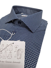 Carica l'immagine nel visualizzatore di Gallery, Camicia micro Fantasia blu Made in Italy