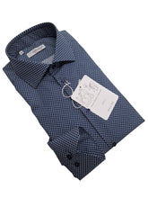 Carica l'immagine nel visualizzatore di Gallery, Camicia micro Fantasia blu Made in Italy