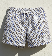 Carica l'immagine nel visualizzatore di Gallery, Bermuda Pantaloncino Boxer mare micro fantasia a rombetti 100% Cotone Made in Italy Fantasia Shorts 2 tasche laterali