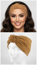 Load image into Gallery viewer, Turbante in Velluto nocciola fantasia cotone Fascia Capelli Made in Italy Hairband headband