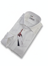 Carica l'immagine nel visualizzatore di Gallery, Camicia Bianca Uomo puro cotone colletto mezzo francese 100% cotone Made in Italy