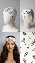Carica l'immagine nel visualizzatore di Gallery, Turbante in cotone fantasia cocktail Gin Spritz Wine Vodka Drink Made in Italy Fascia Capelli Hairband headband