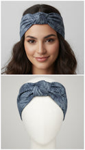 Load image into Gallery viewer, Turbante in Cotone denim flower Made in Italy Fascia Capelli Hairband headband