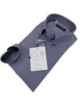 Carica l'immagine nel visualizzatore di Gallery, Camicia Button Down Oxford nido d'ape azzurro blu Made in Italy