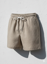 Carica l'immagine nel visualizzatore di Gallery, Boxer Pantaloncino fantasia lino Cotone beige costume da bagno Made in Italy Shorts 2 tasche laterali