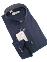 Carica l'immagine nel visualizzatore di Gallery, Camicia Guru blu navy Lino coreana puro lino blu navy alta qualità Made in Italy