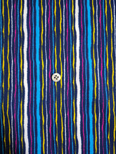 Carica l'immagine nel visualizzatore di Gallery, Camicione Donna fantasia stampata stripe multicolor fondo blu Casual Camicione puro Cotone Made in Italy