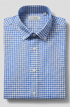 Carica l'immagine nel visualizzatore di Gallery, Camicia uomo a quadri azzurro quadretto 100% cotone twill Made in Italy