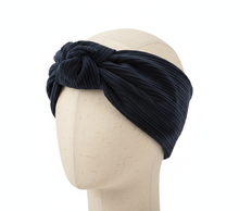 Load image into Gallery viewer, Turbante Velluto Blu cotone fantasia Made in Italy Fascia Capelli Hairband headband