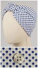 Load image into Gallery viewer, Turbante cotone pois blu fantasia Made in Italy Fascia Capelli Hairband headband