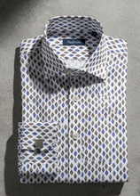 Carica l'immagine nel visualizzatore di Gallery, Camicia cotone stampato micro fantasia rombetti made in italy
