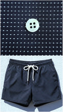Carica l'immagine nel visualizzatore di Gallery, Bermuda Pantaloncino blu punta spillo bianco 100% Cotone Made in Italy Fantasia Shorts 2 tasche laterali
