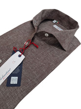 Carica l'immagine nel visualizzatore di Gallery, Camicia Lino Marrone puro lino egiziano alta qualità made in italy