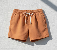 Carica l'immagine nel visualizzatore di Gallery, Boxer bermuda fantasia 100% Cotone arancione costume da bagno Made in Italy Shorts 2 tasche laterali