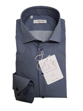 Carica l'immagine nel visualizzatore di Gallery, Camicia micro Fantasia blu Made in Italy