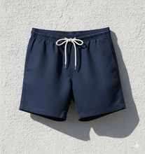 Load image into Gallery viewer, Bermuda Pantaloncino blu Goffrato 100% Cotone Made in Italy Fantasia Shorts 2 tasche laterali