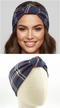 Carica l'immagine nel visualizzatore di Gallery, Turbante Principe di Galles Blu in cotone anallergico Fascia Capelli Made in Italy Hairband headband