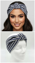 Carica l'immagine nel visualizzatore di Gallery, Turbante fasciato blu in cotone Fascia Capelli Made in Italy Hairband headband