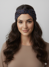 Load image into Gallery viewer, Turbante blu cotone fantasia Made in Italy Fascia Capelli Hairband headband