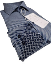 Carica l'immagine nel visualizzatore di Gallery, Camicia micro Fantasia blu Made in Italy