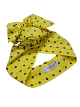 Load image into Gallery viewer, Turbante Pois giallo blu puro cotone Made in Italy Fascia Capelli hairband