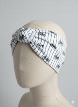 Carica l'immagine nel visualizzatore di Gallery, Turbante bicicletta fantasia bike rigata cotone Made in Italy Fascia Capelli Hairband headband