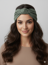Load image into Gallery viewer, Turbante in Cotone verdone fiammato Made in Italy Fascia Capelli Hairband headband