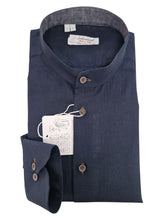 Carica l'immagine nel visualizzatore di Gallery, Camicia Guru blu navy Lino coreana puro lino blu navy alta qualità Made in Italy