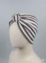 Carica l'immagine nel visualizzatore di Gallery, Turbante in Seta fantasia Fasciata marrone Bianco Made in Italy Fascia Capelli Hairband headband