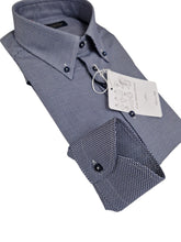 Carica l'immagine nel visualizzatore di Gallery, Camicia Button Down Oxford nido d'ape azzurro blu Made in Italy
