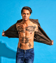 Carica l'immagine nel visualizzatore di Gallery, Giacca Overshirt Sahariana Overshirt Safari kaki brown militare 4 tasche gabardina 100% cotone Made in italy