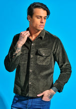 Load image into Gallery viewer, Giacca Sahariana velluto verdone scuro 4 tasche Overshirt Safari 100% cotone Made in italy