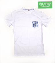 Load image into Gallery viewer, T-shirt made in italy basic con taschino fantasia fish 100% cotone jersey pettinato -MODELLO fisherman-"