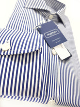 Load image into Gallery viewer, Camicia Uomo puro cotone a righe blu alta qualità titolo 120