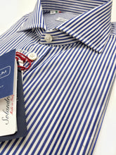 Load image into Gallery viewer, Camicia Uomo puro cotone a righe blu alta qualità titolo 120