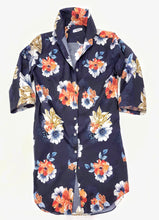 Carica l'immagine nel visualizzatore di Gallery, Camicione Donna Vestito cotone fantasia paisley blu arancio  made in italy dress shirt