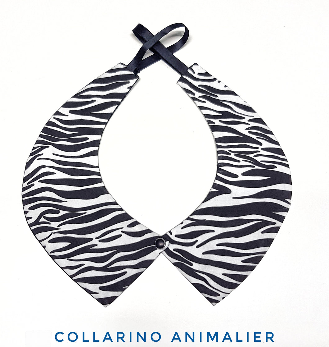 Colletto Donna fashion Design Animalier Safari Zebrato collarino 100% cotone