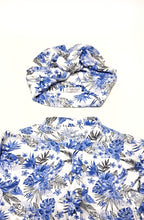 Carica l'immagine nel visualizzatore di Gallery, Copricostume Abito Camicia  Caftano donna fantasia paisley bianco azzurro viscosa lino Made in italy