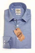 Load image into Gallery viewer, Camicia micro fantasia azzurro armaturato alta qualità puro cotone made in italy