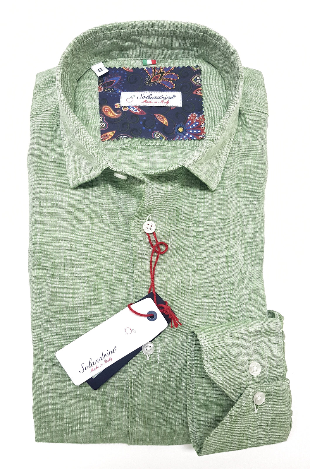 Camicia Verde puro Lino made in Italy - green Linen Shirt