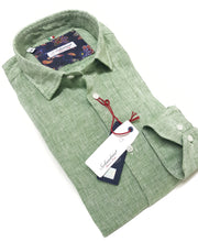 Carica l'immagine nel visualizzatore di Gallery, Camicia Verde puro Lino made in Italy - green Linen Shirt