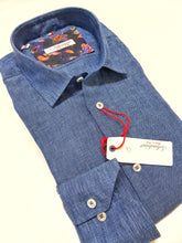Load image into Gallery viewer, Camicia blu indaco puro Lino made in Italy - blue indigo Linen Shirt