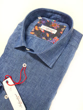 Load image into Gallery viewer, Camicia blu indaco puro Lino made in Italy - blue indigo Linen Shirt