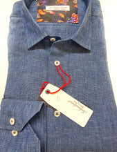 Load image into Gallery viewer, Camicia blu indaco puro Lino made in Italy - blue indigo Linen Shirt