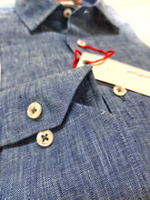 Load image into Gallery viewer, Camicia blu indaco puro Lino made in Italy - blue indigo Linen Shirt
