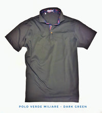 Carica l&#39;immagine nel visualizzatore di Gallery, Polo verde militare 100% cotone jersey con inserti fantasia paisley made in Italy manica corta  - DARK GREEN POLO
