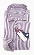 Load image into Gallery viewer, Camicia Uomo rigata viola Lilla puro cotone alta qualità- Stripe light purple shirt