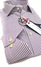 Carica l&#39;immagine nel visualizzatore di Gallery, Camicia Uomo rigata viola Lilla puro cotone  alta qualità- Stripe light purple shirt
